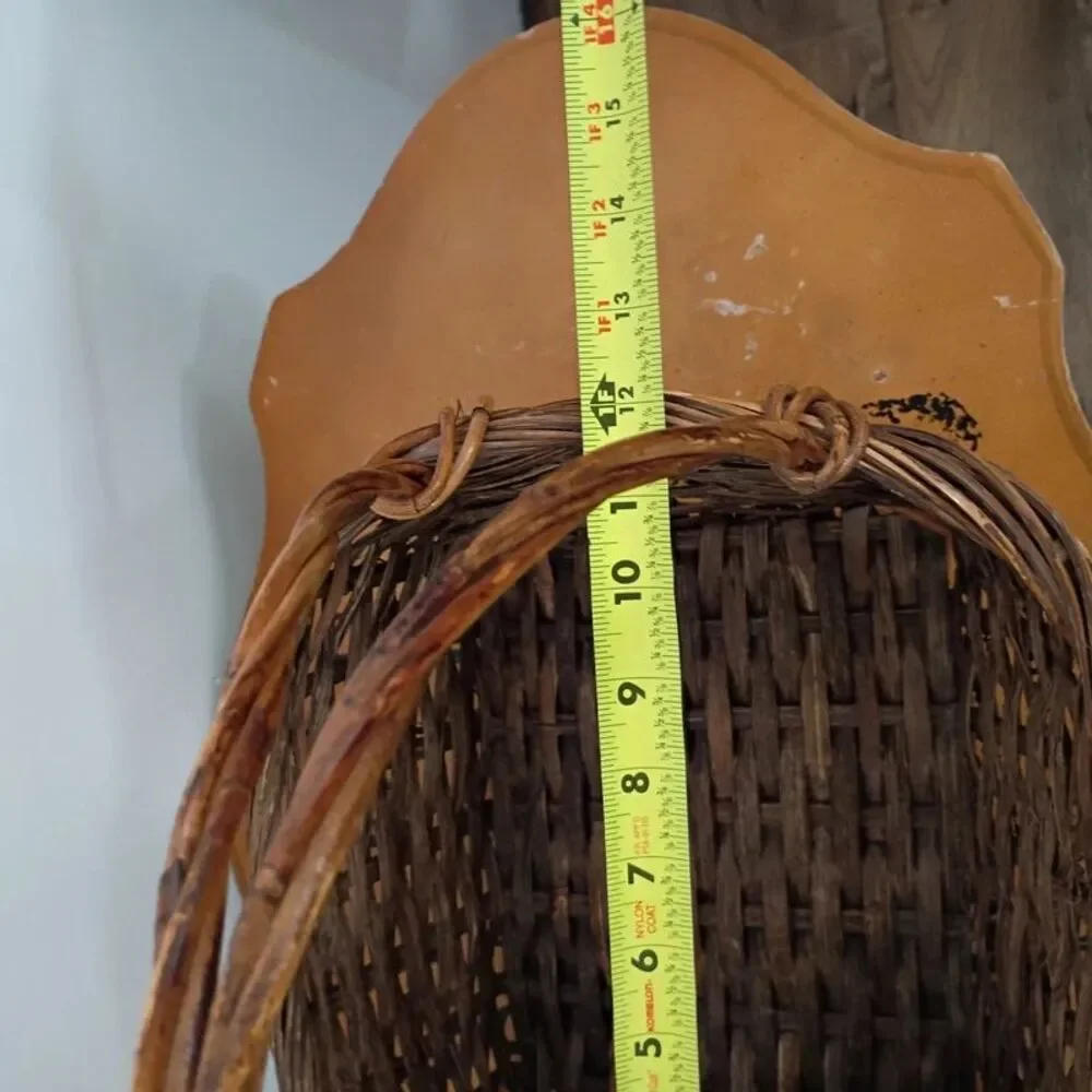 Large Wicker Basket with Handle Farmhouse Country Decor